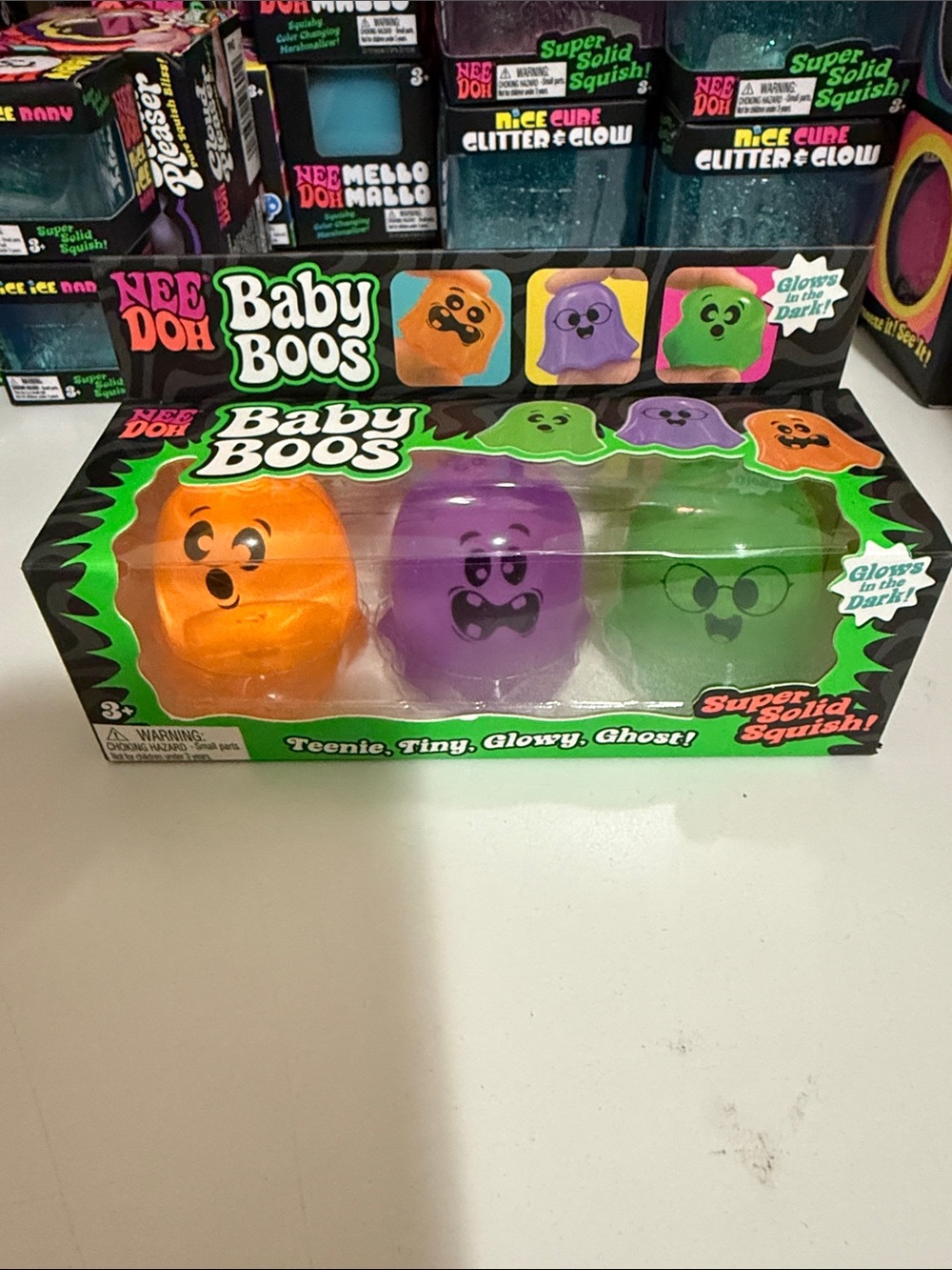 NeeDoh Baby Boos Glow-in-the-Dark - Orange, Purple, Green